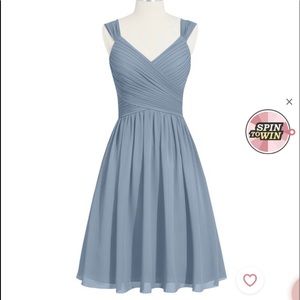 AZAZIE Angie knee length chiffon Dress Size 12 in Dusty Blue with corset back